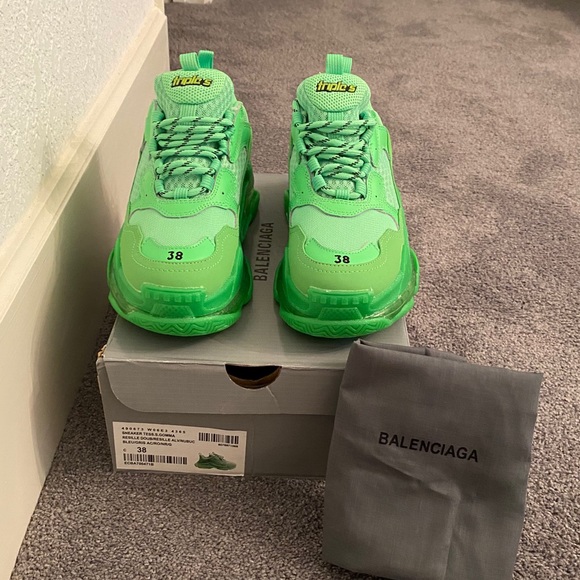 balenciaga triple s neon green clear sole